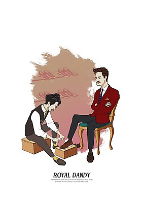 전신 PSD 남자 구두 의자 일러스트 앉기 정장 성인 두명 팔짱 종업원 판매원 젠틀맨 구두가게 댄디 댄디스타일 메트로섹슈얼 국내일러스트 직업 옷 가구 신발 모션 사람 신발가게 파일형식