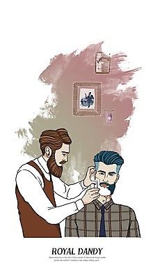 PSD 남자 액자 일러스트 정장 성인 두명 턱수염 면도 젠틀맨 댄디 댄디스타일 메트로섹슈얼 이발사 국내일러스트 옷 모션 수염 사람 파일형식