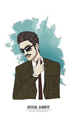 PSD 남자 일러스트 한명 정장 성인 선글라스 향수 젠틀맨 댄디 댄디스타일 메트로섹슈얼 국내일러스트 1 옷 안경 사람 화장품 파일형식