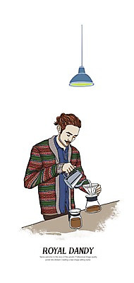 PSD 남자 일러스트 주전자 조명 한명 정장 성인 젠틀맨 댄디 댄디스타일 드립커피 메트로섹슈얼 핸드드립 국내일러스트 1 옷 커피 주방용품 사람 커피용품 파일형식