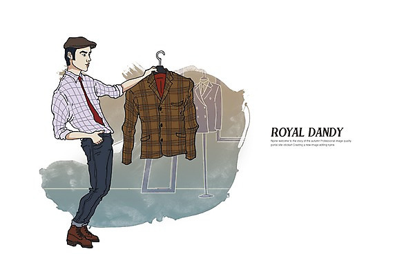전신 PSD 모자 남자 일러스트 한명 정장 성인 옷걸이 마네킹 주머니손 젠틀맨 댄디 댄디스타일 메트로섹슈얼 옷고르기 국내일러스트 1 잡화 옷 모션 사람 파일형식