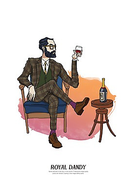 전신 PSD 남자 와인잔 의자 일러스트 탁자 한명 앉기 정장 성인 다리꼬기 와인병 젠틀맨 댄디 댄디스타일 메트로섹슈얼 안경낌 국내일러스트 1 옷 안경 가구 술잔 모션 병_용기 사람 와인 파일형식