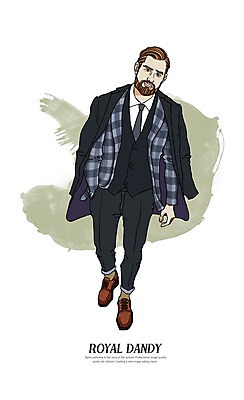전신 PSD 남자 일러스트 한명 정장 성인 젠틀맨 댄디 댄디스타일 메트로섹슈얼 국내일러스트 1 옷 사람 파일형식