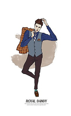 전신 PSD 남자 일러스트 한명 정장 성인 젠틀맨 댄디 댄디스타일 메트로섹슈얼 국내일러스트 1 옷 사람 파일형식