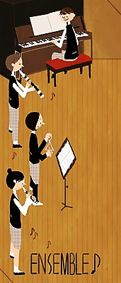 PSD 학생 여자 남자 교복 악기 연주 음표 일러스트 학교 청소년 여러명 스쿨라이프 건반 피아노 보면대 음악교육 합주 프레임일러스트 국내일러스트 라이프스타일 기호 옷 교육 음악 다수 프레임 사람 건반악기 파일형식