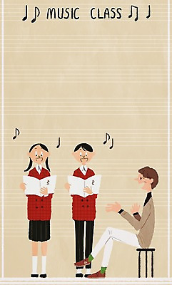 PSD 학생 여자 남자 교복 의자 음표 일러스트 노래 학교 청소년 성인 세명 스쿨라이프 교사 음악교육 프레임일러스트 국내일러스트 직업 라이프스타일 기호 옷 교육 음악 가구 프레임 사람 파일형식