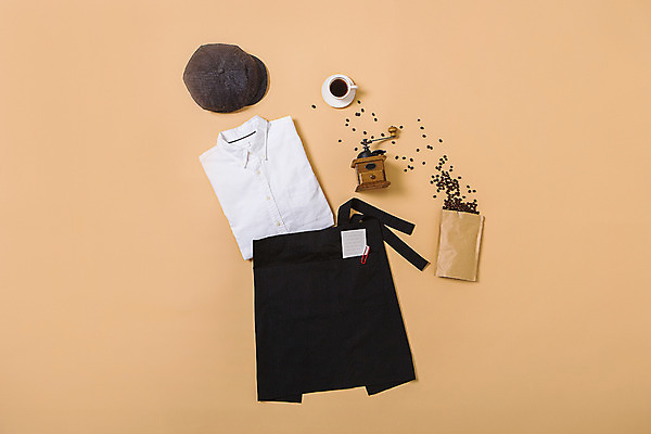 포토 JPG 스튜디오촬영 모자 옷 패션 커피 백그라운드 셔츠 사람없음 앞치마 원두 커피잔 오브젝트 클립 바리스타 그라인더 플랫레이 국내포토 직업 잡화 음료 상의 잔 실내 플랫 커피용품 파일형식