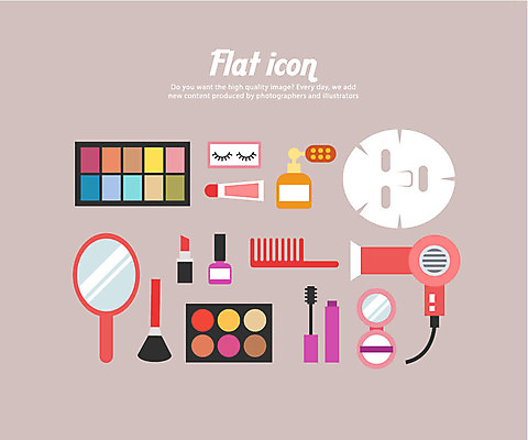 아이콘 사람없음 세트 화장품 립스틱 머리빗 드라이어 향수 플랫아이콘 마스카라 손거울 아이섀도 메이크업브러쉬 인조속눈썹 2D아이콘 AI파일 뷰티 거울 붓 미용용품 속눈썹 파일형식 벡터