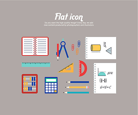 아이콘 자 사람없음 세트 연필 공책 계산기 주판 수학 플랫아이콘 클립 삼각자 컴파스 공식 각도기 수학공식 2D아이콘 AI파일 교과목 문구용품 학용품 필기구 장비 파일형식 벡터