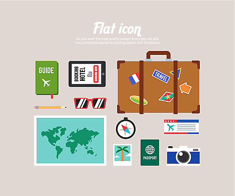 아이콘 세계지도 지도 가방 사람없음 세트 태블릿 선글라스 연필 카메라 나침반 가이드북 항공권 플랫아이콘 여권 기념사진 2D아이콘 AI파일 잡화 안경 여행 학용품 전자제품 스마트기기 세계 필기구 티켓 파일형식 벡터