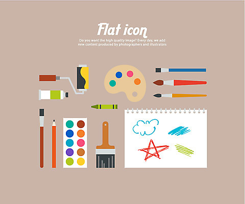 아이콘 사람없음 세트 연필 물감 미술도구 붓 팔레트 스케치북 플랫아이콘 크레파스 페인트붓 페인트롤러 2D아이콘 AI파일 학용품 필기구 오브젝트 파일형식 벡터