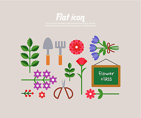 아이콘 꽃 나뭇잎 가위 알림판 사람없음 세트 삽 플랫아이콘 원예용품 2D아이콘 AI파일 식물 생활용품 잎 문구용품 파일형식 벡터