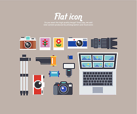 아이콘 사람없음 노트북 세트 카메라 메모리칩 필름 플랫아이콘 폴라로이드 폴라로이드사진 삼각대 카메라렌즈 2D아이콘 AI파일 전자제품 부속품 파일형식 벡터
