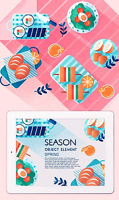 PSD 계절 음료 음식 빵 오렌지 일러스트 나뭇잎 도마 사람없음 태블릿 봄 샐러드 꼬치 오브젝트 돗자리 김밥 식칼 유부초밥 엘리먼트 목업 플랫레이 국내일러스트 잎 과일 주방용품 전자제품 스마트기기 초밥 플랫 파일형식