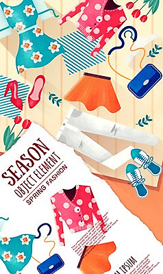 PSD 옷 계절 원피스 패션 구두 신발 가방 일러스트 바지 나뭇잎 사람없음 봄 튤립 오브젝트 롱가디건 엘리먼트 목업 플랫레이 국내일러스트 잡화 꽃 잎 하의 플랫 카디건 파일형식