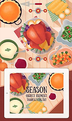 PSD 계절 음식 일러스트 촛불 옥수수 사람없음 태블릿 샐러드 가을 상차림 오브젝트 파이 추수감사절 칠면조 엘리먼트 칠면조고기 칠면조구이 칠면조요리 목업 플랫레이 국내일러스트 기독교 빵 초 조류 곡류 육류 전자제품 스마트기기 플랫 구이 파일형식