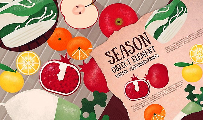 PSD 계절 종이 겨울 채소 과일 일러스트 귤 사람없음 사과 무 오브젝트 배추 석류 김장재료 엘리먼트 유자 목업 플랫레이 국내일러스트 식재료 뿌리채소 플랫 김장 파일형식