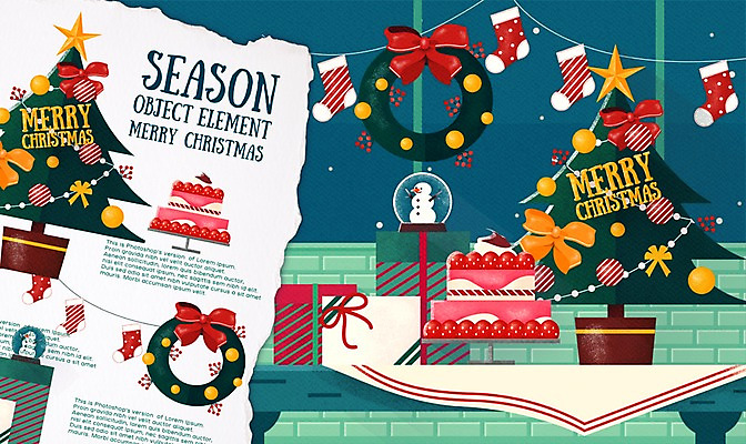 PSD 계절 종이 크리스마스장식 크리스마스 겨울 일러스트 탁자 크리스마스용품 크리스마스선물 사람없음 크리스마스트리 오브젝트 크리스마스양말 스노글로브 엘리먼트 크리스마스케이크 목업 플랫레이 국내일러스트 기념일 가구 양말 선물 장식 케이크 플랫 용품 파일형식