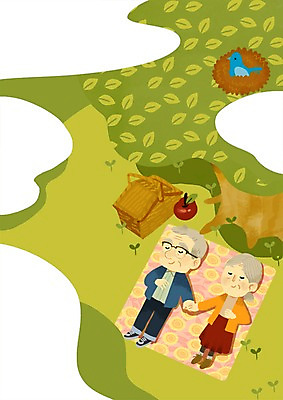 PSD 나무 구름 여자 노년 남자 행복 여유 일러스트 조류 함께함 두명 실버라이프 눕기 소풍 손잡기 노부부 둥지 사과 편안함 국내일러스트 자연요소 식물 동물 라이프스타일 부부 감정 컨셉 과일 모션 사람 성인 야외활동 감각 파일형식