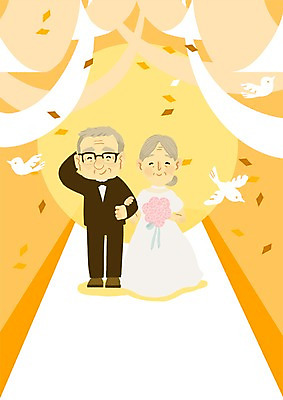 PSD 여자 노년 남자 부케 웨딩드레스 일러스트 조류 결혼식 함께함 사랑 두명 실버라이프 노부부 다정 축하 리마인드웨딩 국내일러스트 동물 라이프스타일 부부 드레스 감정 꽃다발 결혼 컨셉 사람 성인 파일형식