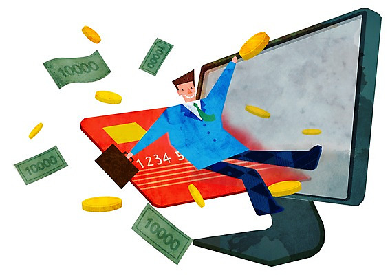 PSD 남자 지폐 일러스트 한명 성인 경제 모니터 동전 신용카드 세금 연말정산 국내일러스트 1 돈 사람 금융 컴퓨터 파일형식