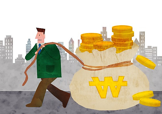 PSD 남자 일러스트 한명 빌딩 성인 경제 동전 도시 돈자루 세금 연말정산 국내일러스트 1 돈 사람 건물 파일형식