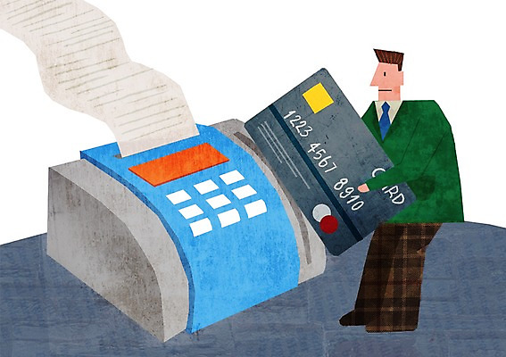 PSD 남자 일러스트 한명 성인 경제 신용카드 영수증 세금 카드단말기 연말정산 국내일러스트 1 사람 금융 단말기 파일형식