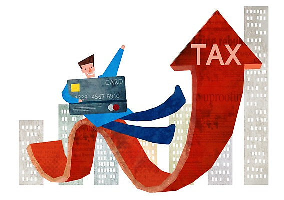 PSD 남자 화살표 일러스트 한명 빌딩 성인 경제 신용카드 세금 연말정산 국내일러스트 1 사람 건물 금융 파일형식