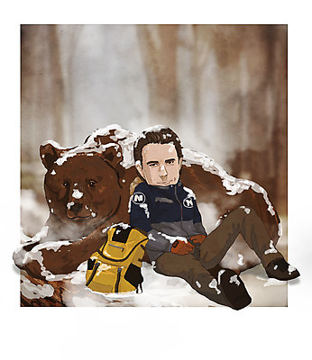 주간 PSD 패션 남자 장갑 겨울 일러스트 배낭 곰 아웃도어 한명 성인 야외 눈 겨울옷 패딩 국내일러스트 자연요소 동물 1 잡화 옷 계절 가방 포유류 날씨 사람 점퍼 파일형식