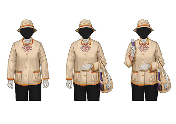 PSD 직업 모자 여자 유니폼 가방 일러스트 성인 세명 배달원 흰장갑 요구르트 얼굴없음 국내일러스트 잡화 옷 장갑 유제품 사람 파일형식