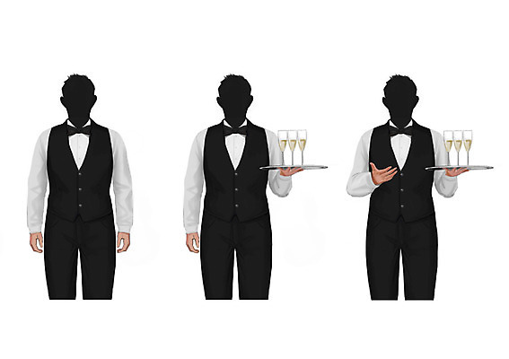 PSD 직업 남자 일러스트 쟁반 성인 세명 샴페인 웨이터 샴페인잔 서빙 얼굴없음 국내일러스트 술잔 주류 사람 파일형식