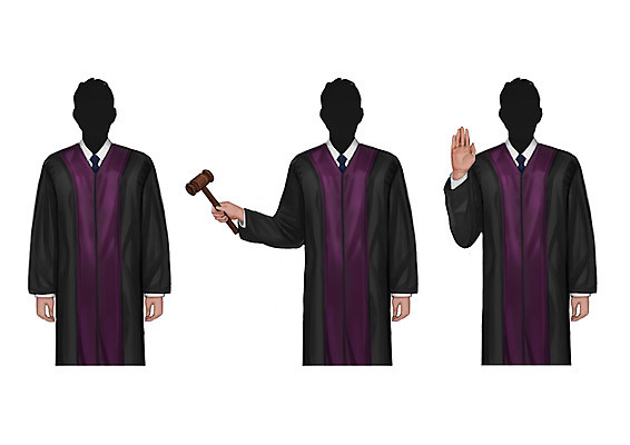 PSD 직업 남자 일러스트 성인 세명 판사복 선서 판사 의사봉 얼굴없음 국내일러스트 사람 가운 맹세 법률가 파일형식