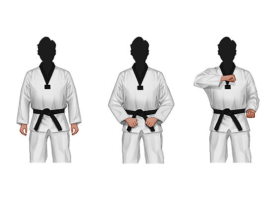 PSD 직업 남자 일러스트 성인 세명 태권도 태권도복 태권도선수 검은띠 얼굴없음 국내일러스트 스포츠용품 운동선수 도복 사람 격투기 끈 파일형식