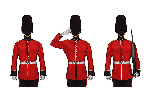 PSD 직업 모자 남자 유니폼 일러스트 경비 성인 세명 총 경례 소총 영국군인 얼굴없음 국내일러스트 잡화 옷 무기 안전 사람 군인 인사 보호 파일형식