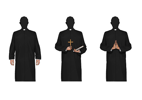 PSD 직업 남자 십자가 일러스트 성인 세명 성경 기도 신부복 신부님 얼굴없음 국내일러스트 종교용품 사람 천주교 파일형식