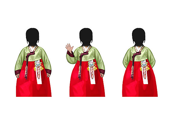 PSD 여자 어린이 일러스트 소녀 세명 한복 얼굴없음 국내일러스트 한국전통 사람 전통의상 파일형식