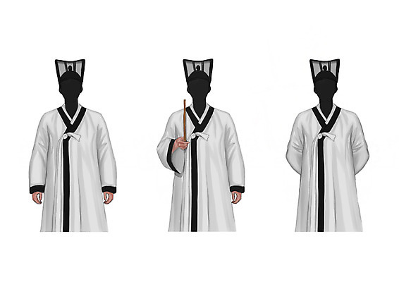 PSD 직업 남자 일러스트 성인 세명 막대기 한복 회초리 훈장 훈장님 얼굴없음 국내일러스트 한국전통 사람 교사 전통의상 매_체벌 파일형식