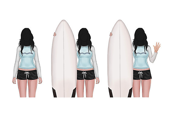 PSD 직업 여자 수영복 일러스트 성인 세명 서핑보드 래쉬가드 얼굴없음 국내일러스트 옷 사람 보드_스포츠 파일형식