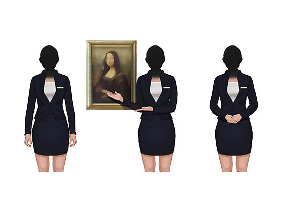 PSD 직업 여자 일러스트 정장 성인 세명 예술품 안내원 큐레이터 얼굴없음 국내일러스트 옷 사람 파일형식