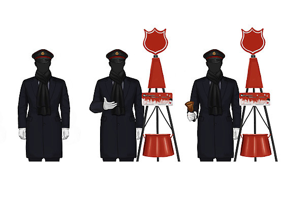 PSD 직업 모자 남자 장갑 일러스트 성인 세명 목도리 코트 종 구세군 구세군냄비 얼굴없음 국내일러스트 잡화 사람 외투 파일형식