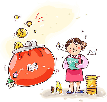 여자 일러스트 주택 한명 성인 동전 주부 통장 동전지갑 연말정산 13월 국내일러스트 AI파일 1 돈 사람 건물 금융 경제 날짜 지갑 파일형식 벡터