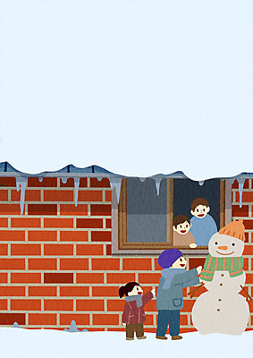 주간 PSD 여자 남자 어린이 벽 겨울 일러스트 창문 눈사람 벽돌 털모자 여러명 성인 야외 목도리 눈 고드름 눈사람만들기 국내일러스트 자연요소 모자_잡화 잡화 계절 다수 날씨 사람 얼음 만들기 파일형식