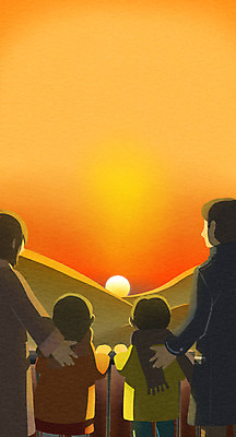 주간 PSD 여자 남자 어린이 겨울 일러스트 가족 새해 산 여러명 성인 야외 일출 눈 국내일러스트 자연요소 계절 다수 관계 날씨 사람 노을 파일형식