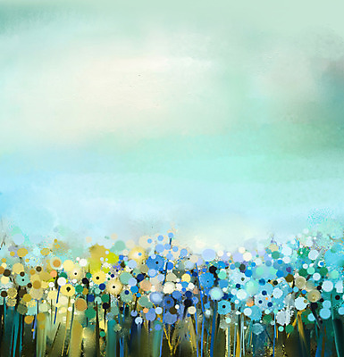 JPG 해외이미지 꽃 꽃밭 일러스트 사람없음 파란색 그림 손그림 유화 해외202004 해외일러스트 식물 컬러 미술 파일형식 이미지허브