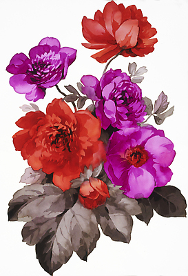 JPG 해외이미지 식물 꽃 꽃다발 일러스트 붓터치 수채화 사람없음 그림 번짐 해외202004 해외일러스트 파일형식 효과 이미지허브