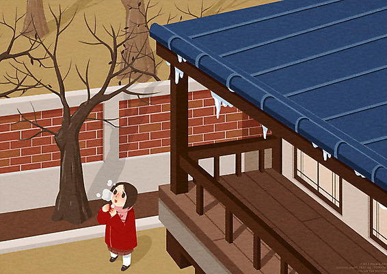 주간 PSD 나무 여자 어린이 겨울 일러스트 주택 한명 성인 야외 담장 고드름 국내일러스트 자연요소 식물 1 계절 사람 건물 얼음 파일형식