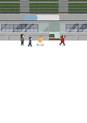 PSD 여자 남자 어린이 겨울 의자 일러스트 여러명 스케이트장 아이스스케이트 국내일러스트 계절 가구 다수 스포츠시설 사람 파일형식