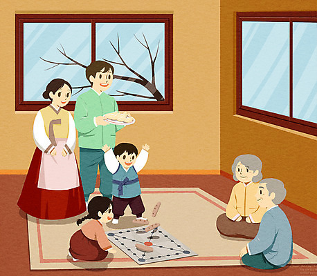 PSD 나무 접시 여자 노년 남자 어린이 겨울 과일 일러스트 창문 가족 여러명 성인 설날 방 윷놀이 한복 손주 윷판 국내일러스트 식물 한국전통 식기 계절 명절 다수 관계 사람 전통놀이 전통의상 파일형식