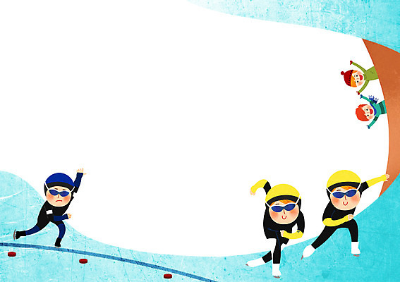 PSD 남자 겨울 일러스트 응원 겨울스포츠 동계올림픽 여러명 성인 스케이트장 쇼트트랙 아이스스케이트 프레임일러스트 국내일러스트 계절 스포츠 다수 올림픽 스포츠시설 프레임 사람 스케이팅 파일형식