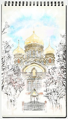 PSD 나무 백그라운드 겨울 일러스트 수채화 풍경 사람없음 판타지 성당 눈 스케치 스케치북 성니콜라스성당 스프링수첩 겨울배경 국내일러스트 자연요소 식물 계절 종교건축 상상 날씨 학용품 미술 다이어리 파일형식